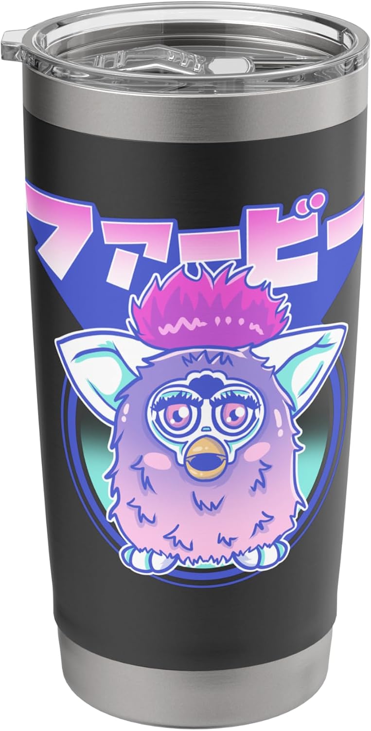 Furby Retro Pink Circle Kanji Portrait Stainless Steel Insulated Tumbler