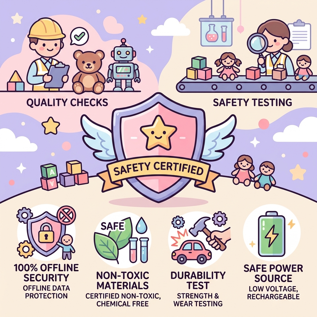 Official Toy Safety, Quality Testing, and Battery Certification Diagram